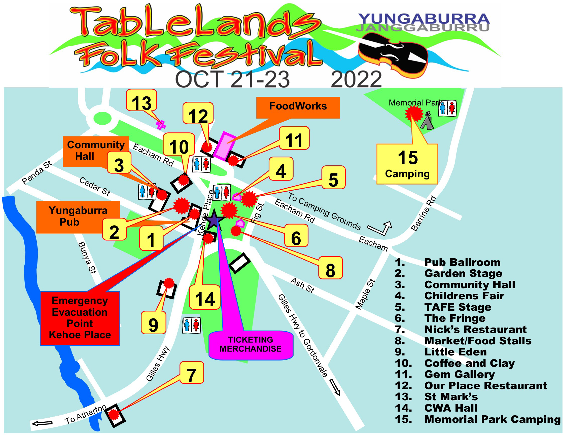 Festival Map TABLELANDS FOLK FESTIVAL